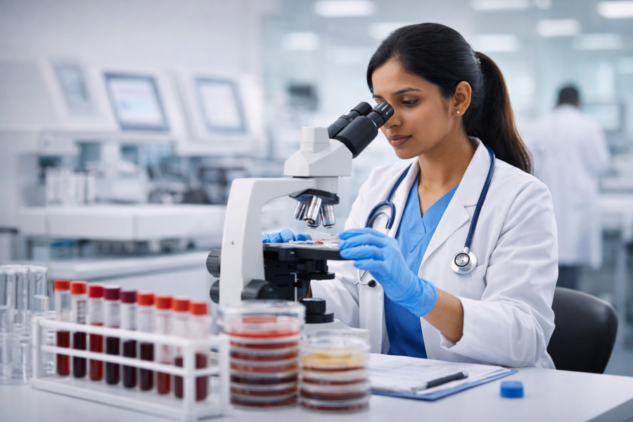 Clinical hematology laboratory testing at Career Hospital Bhopal