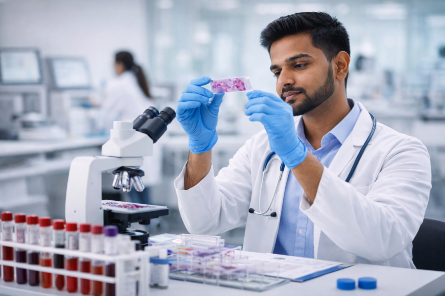 Clinical histopathology laboratory testing at Career Hospital Bhopal