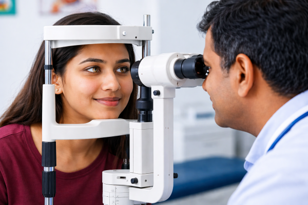 Comprehensive eye examination by an ophthalmologist at Career Hospital Bhopal